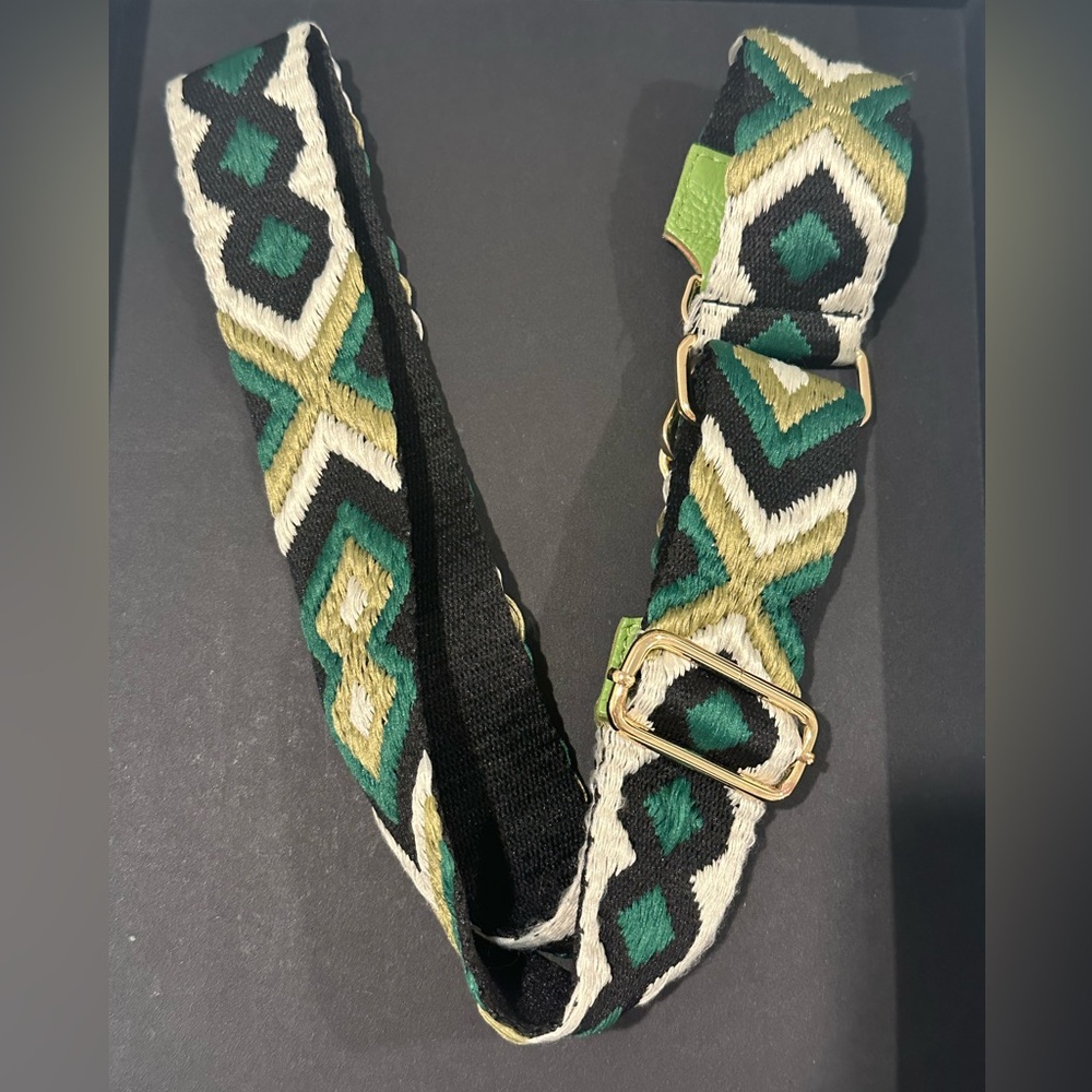Geometric Patterned Strap with Gold Buckle